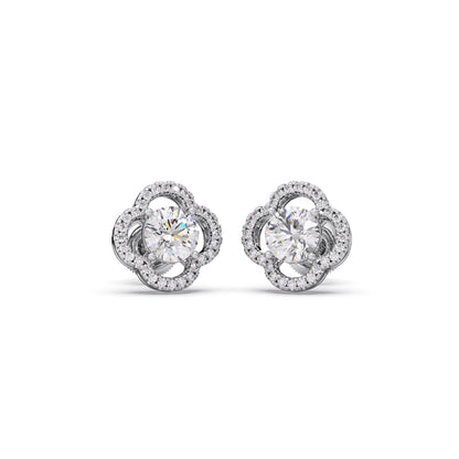 Floral Diamond Halo Studs