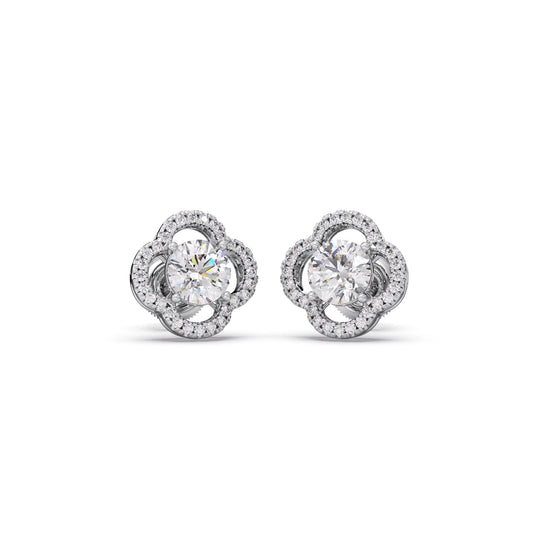 Floral Diamond Halo Studs