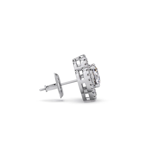 Floral Diamond Halo Studs