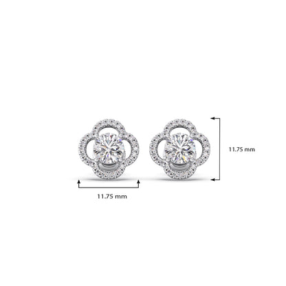 Floral Diamond Halo Studs