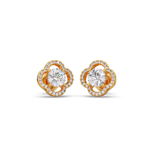 Floral Diamond Halo Studs