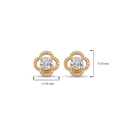 Floral Diamond Halo Studs
