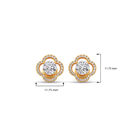 Floral Diamond Halo Studs