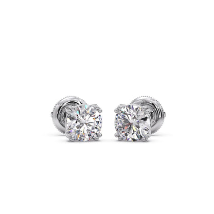 Classic Round Solitaire Stud Earrings - 1.80 Cts
