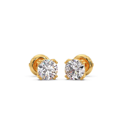 Classic Round Solitaire Stud Earrings - 1.80 Cts