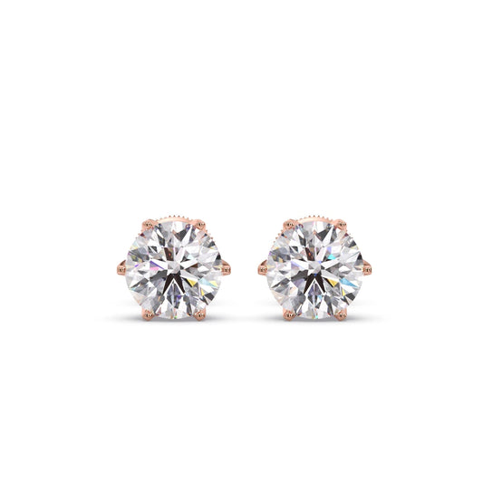 3.20cts Brilliant Round Six-Prong Solitaire Stud Earrings