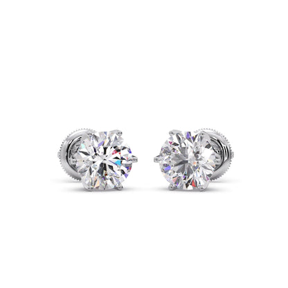 3.20cts Brilliant Round Six-Prong Solitaire Stud Earrings