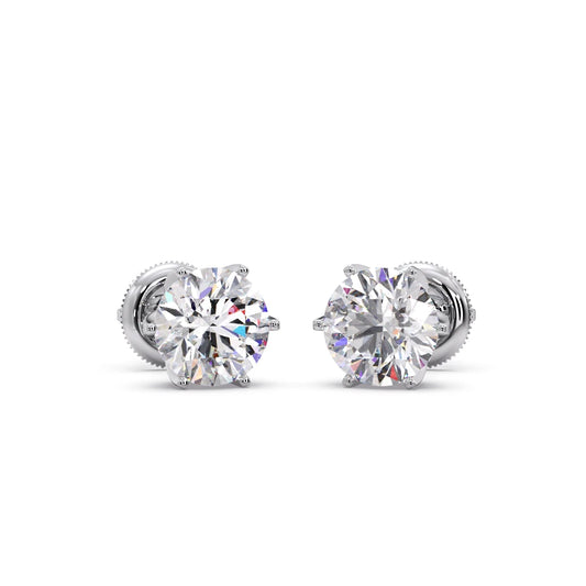 3.20cts Brilliant Round Six-Prong Solitaire Stud Earrings