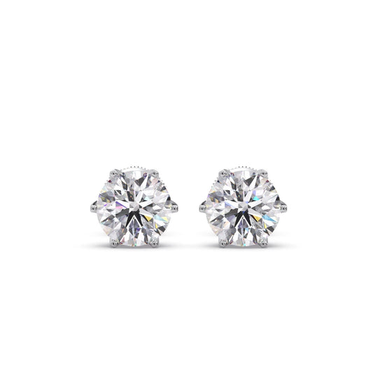 3.20cts Brilliant Round Six-Prong Solitaire Stud Earrings
