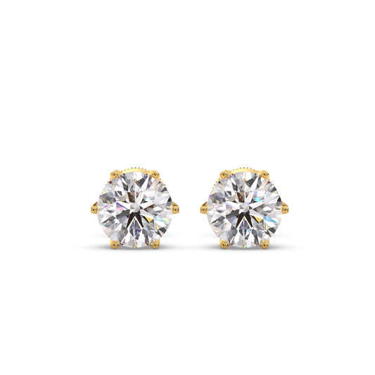 3.20cts Brilliant Round Six-Prong Solitaire Stud Earrings