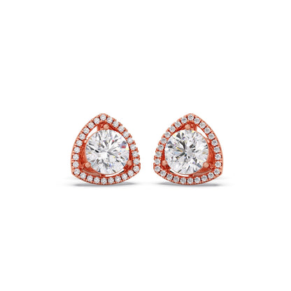 Trillion-Shape Halo Diamond Stud Earrings