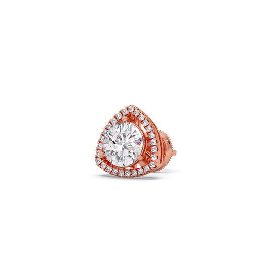 Trillion-Shape Halo Diamond Stud Earrings