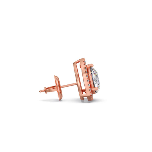 Trillion-Shape Halo Diamond Stud Earrings