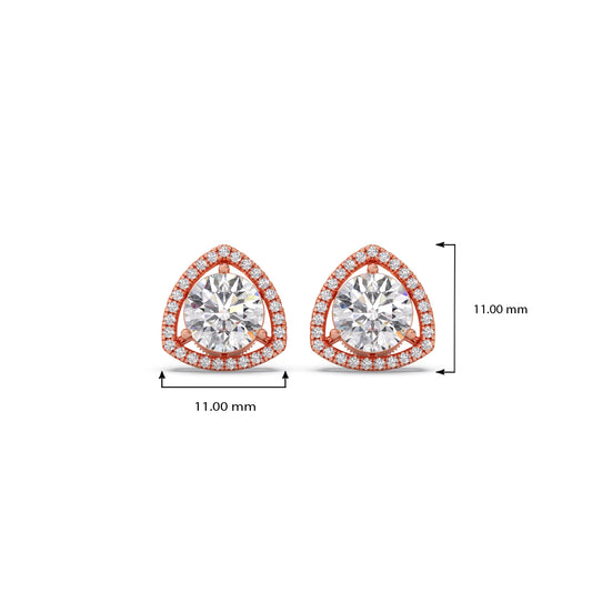 Trillion-Shape Halo Diamond Stud Earrings