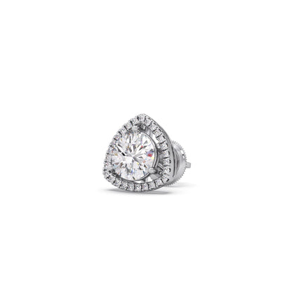 Trillion-Shape Halo Diamond Stud Earrings