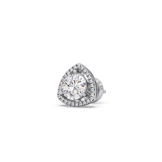 Trillion-Shape Halo Diamond Stud Earrings
