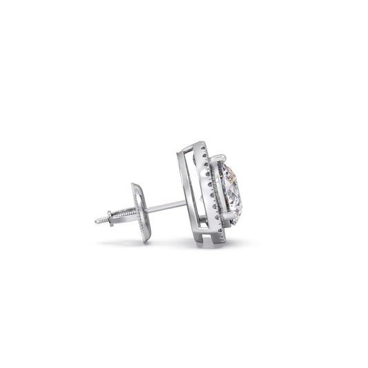 Trillion-Shape Halo Diamond Stud Earrings