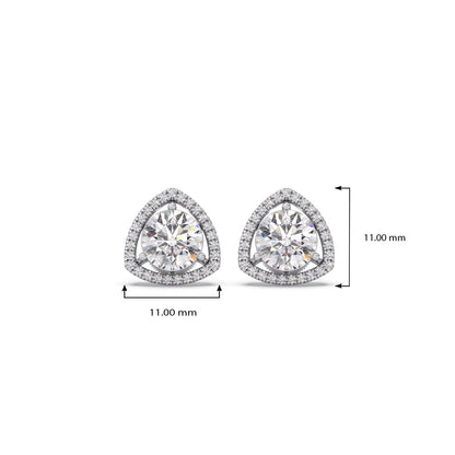 Trillion-Shape Halo Diamond Stud Earrings