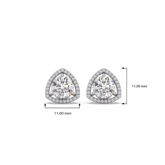 Trillion-Shape Halo Diamond Stud Earrings