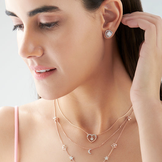 Trillion-Shape Halo Diamond Stud Earrings