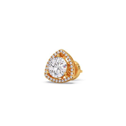 Trillion-Shape Halo Diamond Stud Earrings
