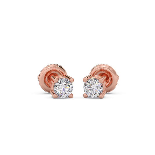 Round Solitaire 4-Prong Diamond Stud Earrings