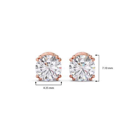 3 ct Classic Round Solitaire Diamond Stud Earrings