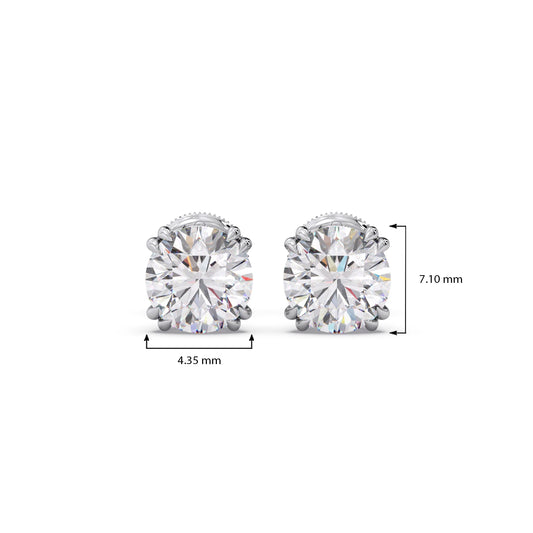 3 ct Classic Round Solitaire Diamond Stud Earrings