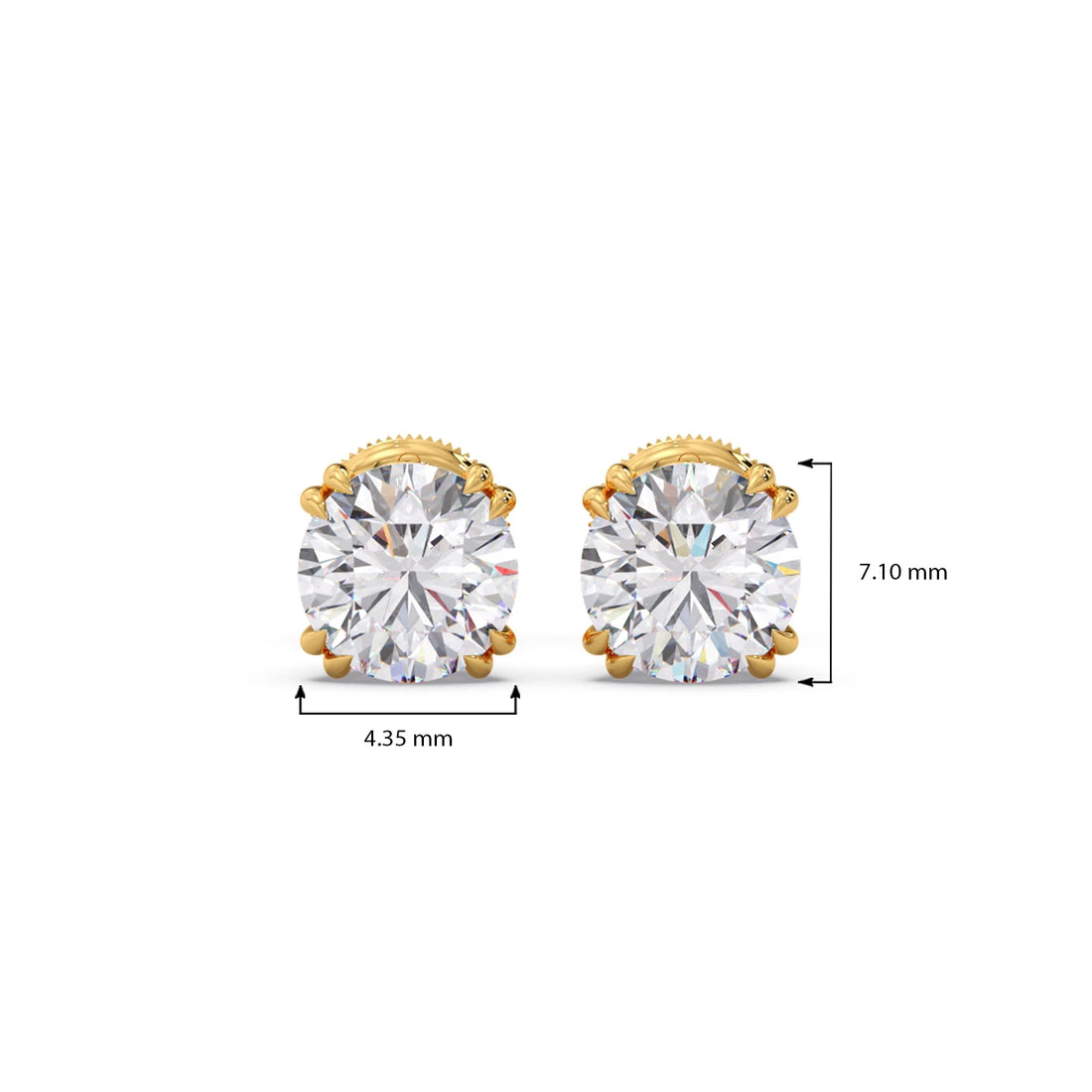3 ct Classic Round Solitaire Diamond Stud Earrings