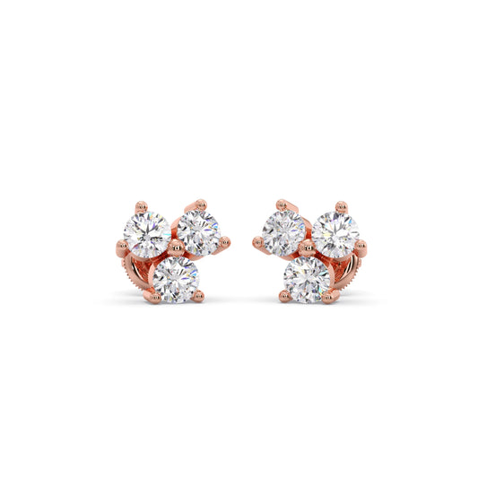 Floral Cluster Diamond Stud Earrings