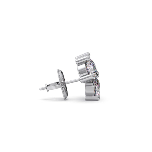 Floral Cluster Diamond Stud Earrings