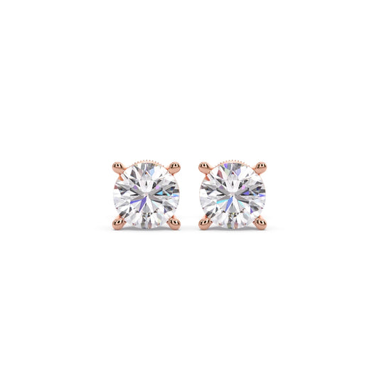 Round Solitaire 4-Prong Basket Stud Earrings7.5mm