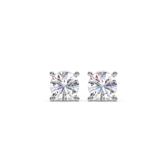 Round Solitaire 4-Prong Basket Stud Earrings7.5mm