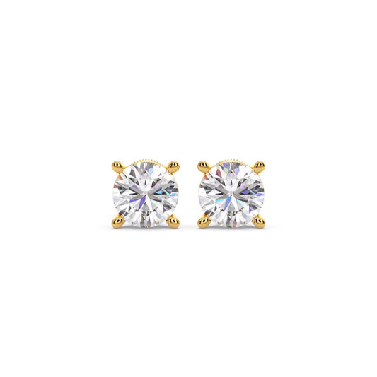 Round Solitaire 4-Prong Basket Stud Earrings7.5mm