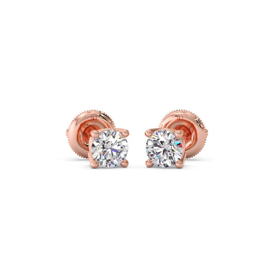 Classic 4-Prong Round Diamond Stud Earrings – 6.30mm