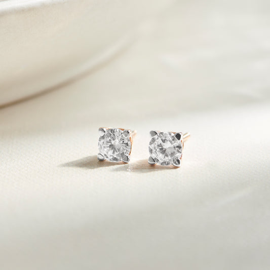 Round Solitaire 4-Prong Basket Stud Earrings – 5.0mm