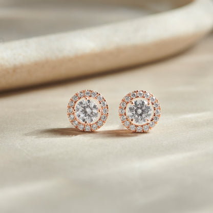 Round Halo Stud Earrings – 5.40mm