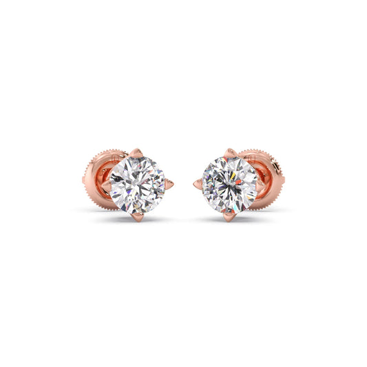 Classic 4-Prong Round Diamond Stud Earrings – 5.00mm