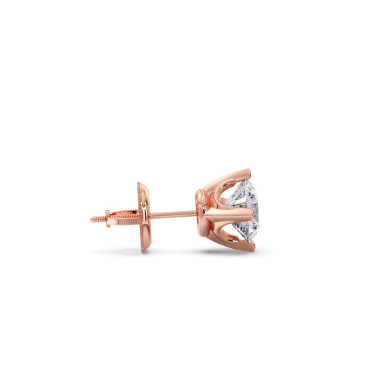 Classic 4-Prong Round Diamond Stud Earrings – 5.00mm