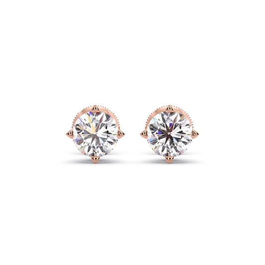 Classic 4-Prong Round Diamond Stud Earrings – 5.00mm