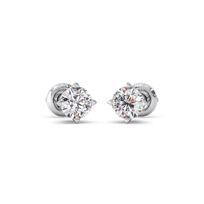 Classic 4-Prong Round Diamond Stud Earrings – 5.00mm
