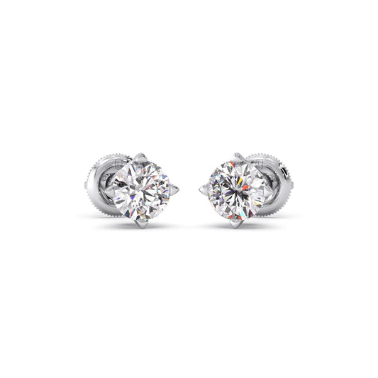 Classic 4-Prong Round Diamond Stud Earrings – 5.00mm