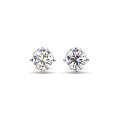 Classic 4-Prong Round Diamond Stud Earrings – 5.00mm