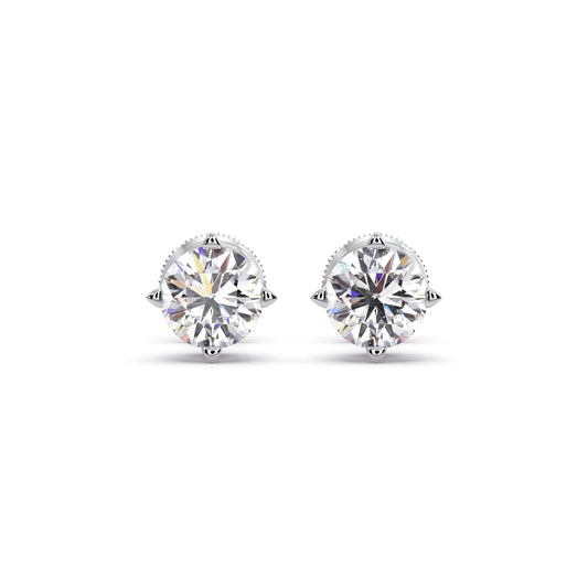 Classic 4-Prong Round Diamond Stud Earrings – 5.00mm