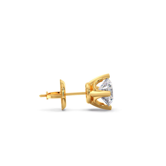 Classic 4-Prong Round Diamond Stud Earrings – 5.00mm