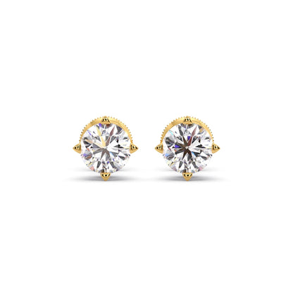 Classic 4-Prong Round Diamond Stud Earrings – 5.00mm