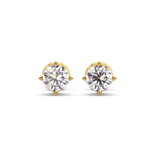 Classic 4-Prong Round Diamond Stud Earrings – 5.00mm
