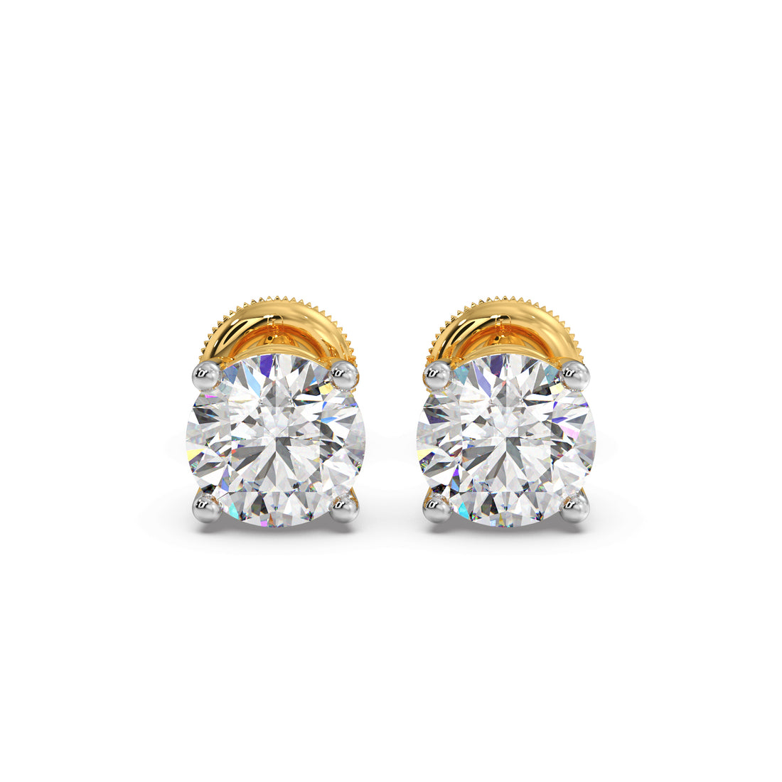 4 Prong Round-Cut 3.00 Ct Diamond Solitaire Studs