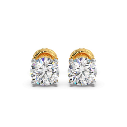 4 Prong Round-Cut 3.00 Ct Diamond Solitaire Studs