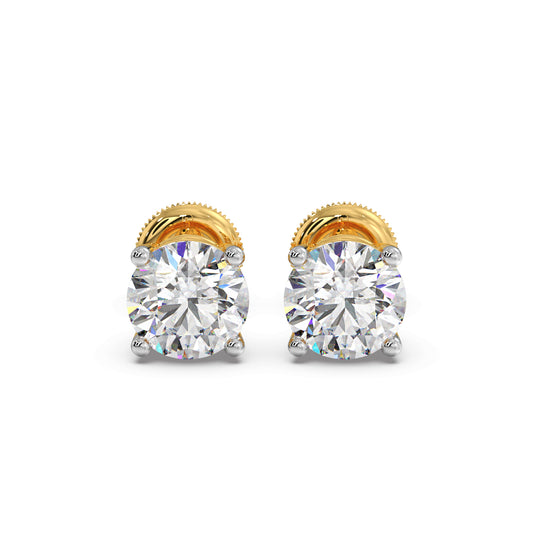 4 Prong Round-Cut 3.00 Ct Diamond Solitaire Studs